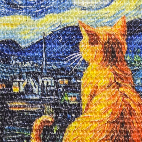 Starry Zoomie Night Cat Scratching Portrait